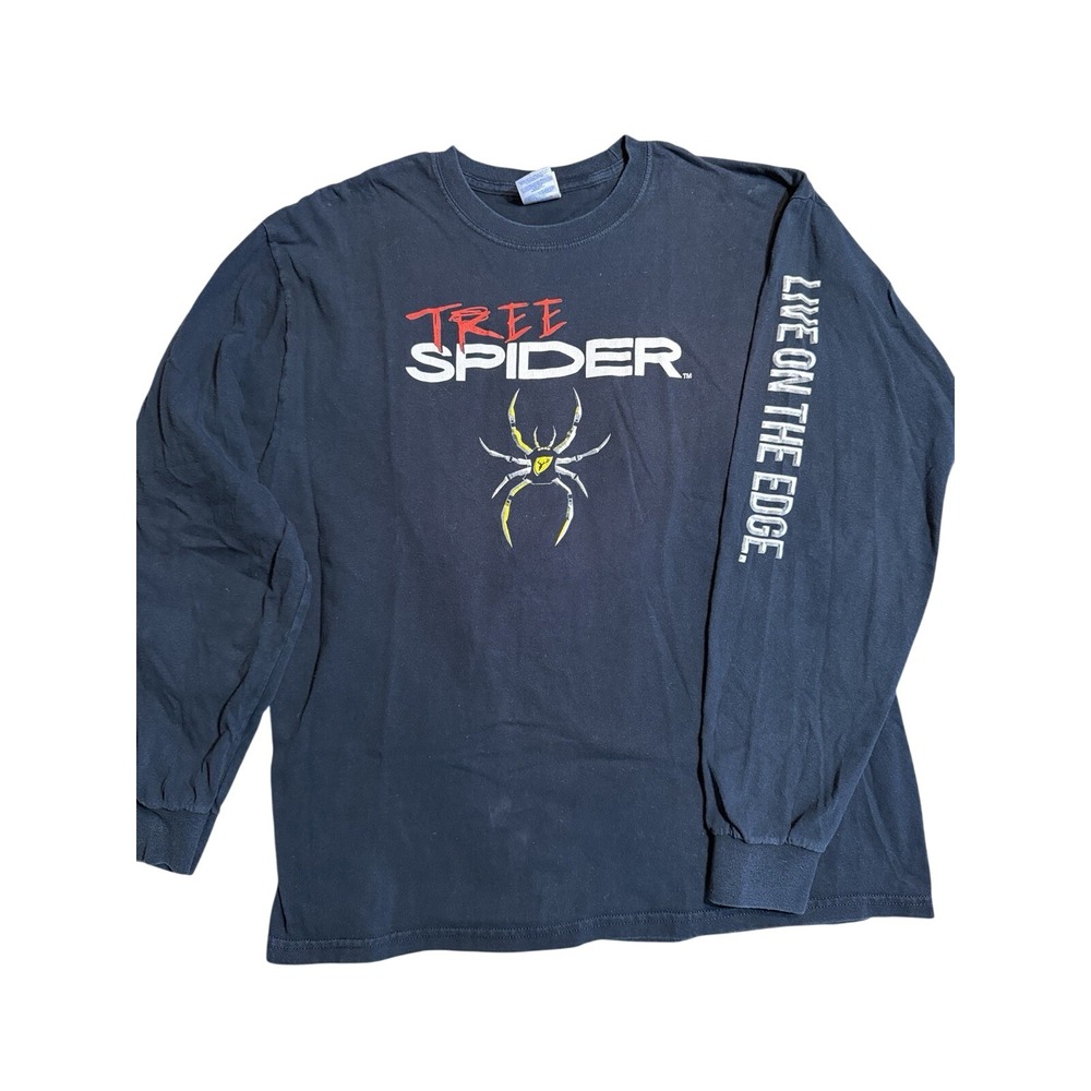 Vtg Y2K L Tree Spider  L/S Tee Skate Grunge Streetwear Graphic Live On The Edge